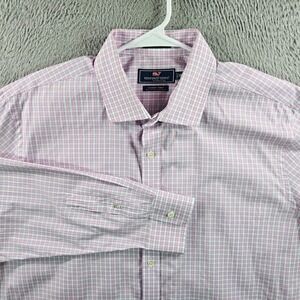 Vineyard Vines Cooper Dress Shirt Men XL Stretch 120's Button Up‎ Pink White
